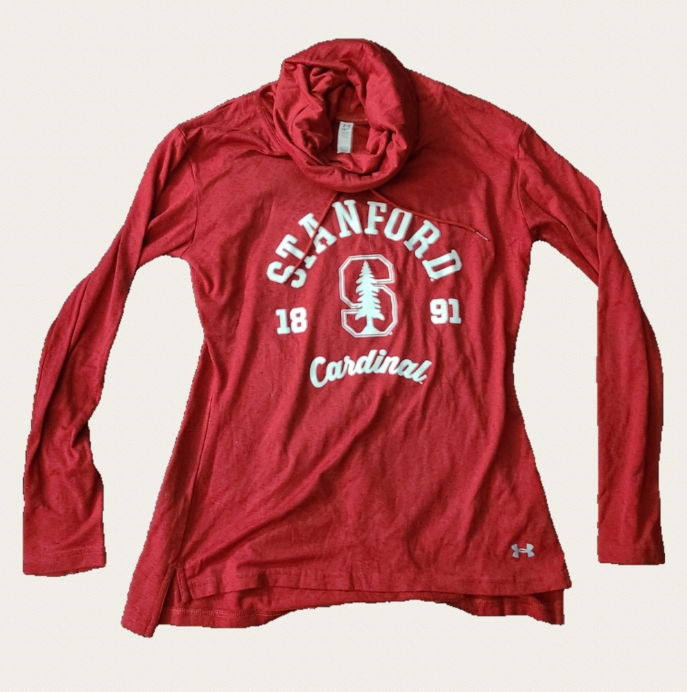 Standford University Red Long Sleeve Cowl Neck O Shirt Small
